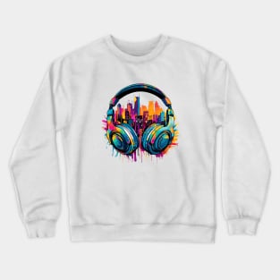 Headphone Music Non Stop Fun Urbain City Life Crewneck Sweatshirt